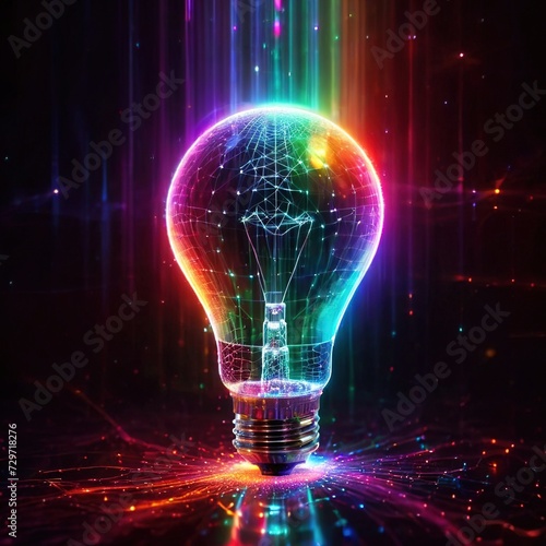 Idea creative inspiration shown with digital lightbulb with Artificial Intelligence and Information Technology