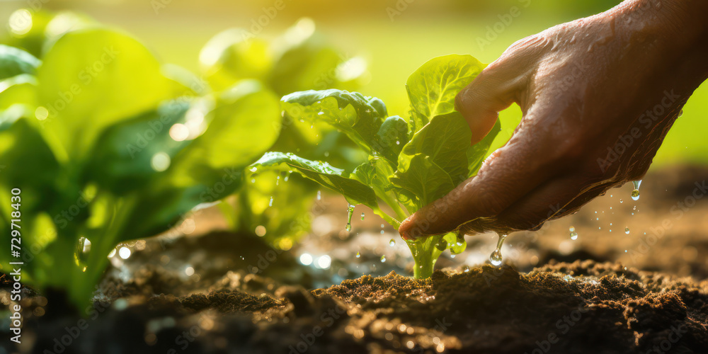 Planting Growth: A Woman's Hands Holding Fresh Green Seedlings in Organic Vegetable Garden, Filled with Hope and Joyful anticipation, Embraced by Vibrant Spring Landscape Planting Growth: A Woman's Hands Holding Fresh Green Seedlings in Organic Vegetable Garden, Filled with Hope and Joyful anticipation, Embraced by Vibrant Spring Landscape