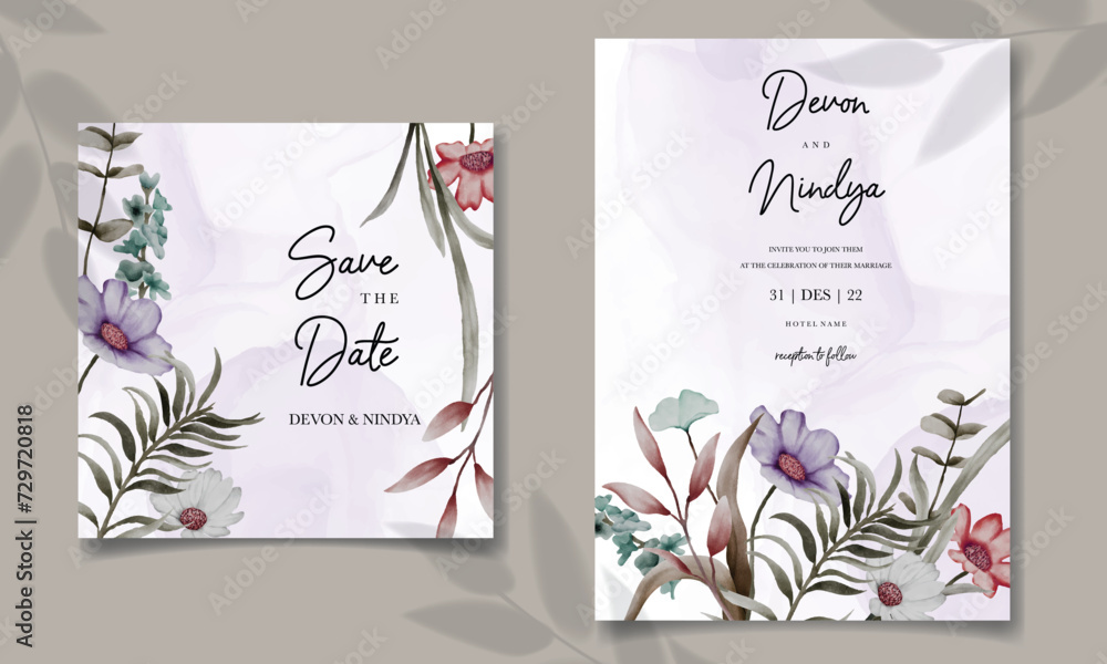 invitation card with beautiful grass ornaments

