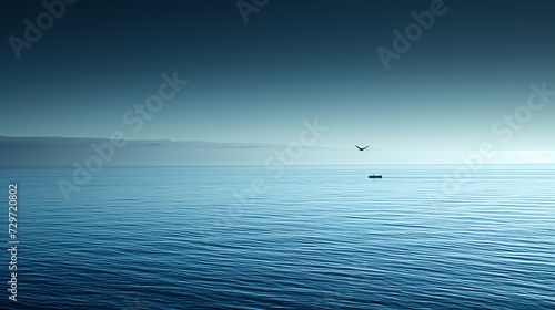 Tranquil Seascape with Solitary Boat