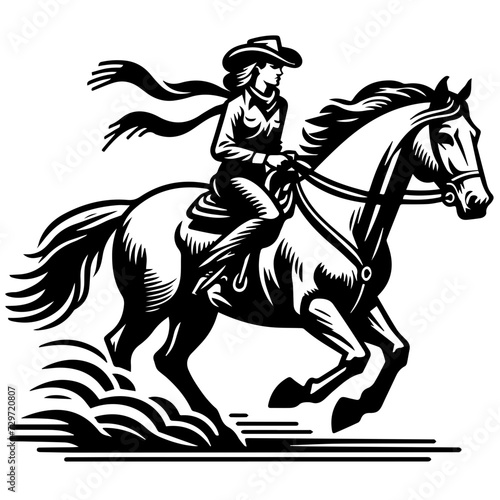 Wallpaper Mural Cowgirl Riding Horse in Clean Modern Timeless Style Torontodigital.ca