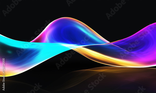 abstract holographic smooth wave on black background