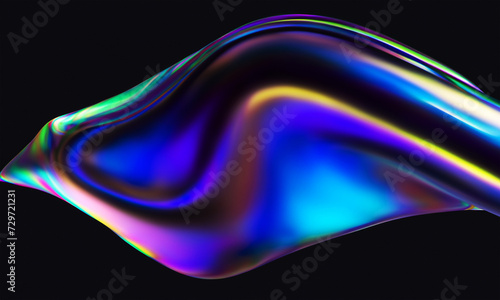 Fototapeta Naklejka Na Ścianę i Meble -  abstract holographic smooth wave on black background