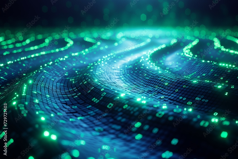 A paved abstract road made out of 0 and 1 binary code, colors, perspective and lightful A paved abstract road made out of 0 and 1 binary code, colors, perspective and lightful