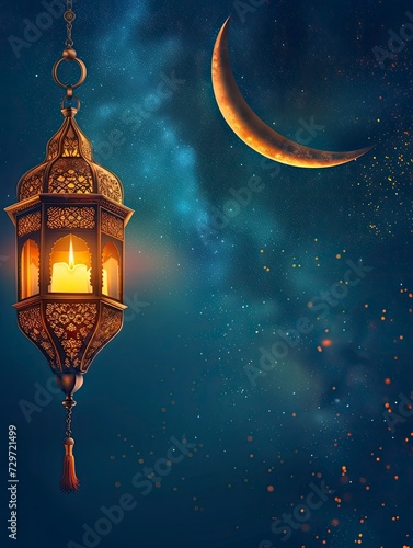 Ramadan Poster design background  realistic  HD  copy space - generative ai