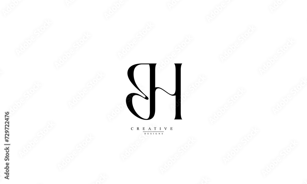 Alphabet letters Initials Monogram logo BH HB B H Alphabet letters Initials Monogram logo BH HB B H