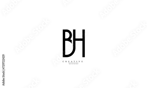  Alphabet letters Initials Monogram logo BH HB B H