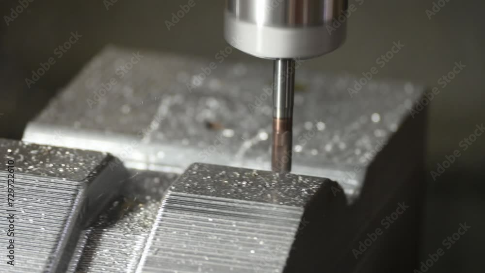 The CNC milling machine cutting press die part by solid bull end mill tool and G-code data background. The CNC milling machine cutting press die part by solid bull end mill tool and G-code data background.