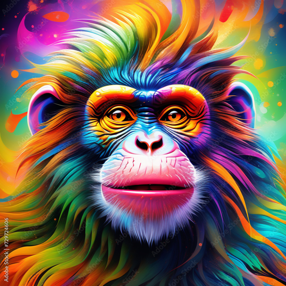 Ape Face Psychedelic colors Ape Face Psychedelic colors