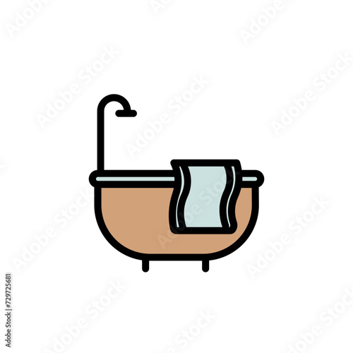 Bath Bathtub Bucket Filled Outline Icon