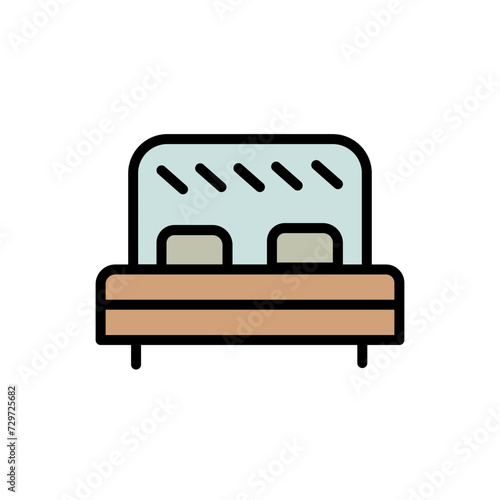 Bed Bedroom Double Filled Outline Icon