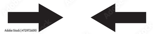 Left and right arrow, pointer, cursor in opposite direction. Intersection, navigation, forward-backward arrow element