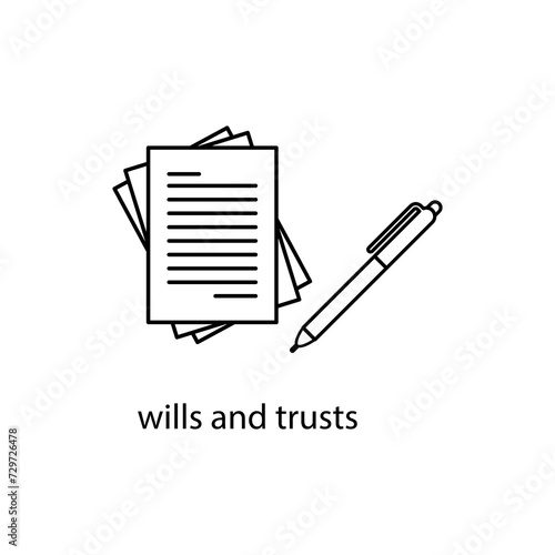 wills and trusts icon. simple flat wills and trusts illustration on white background..eps