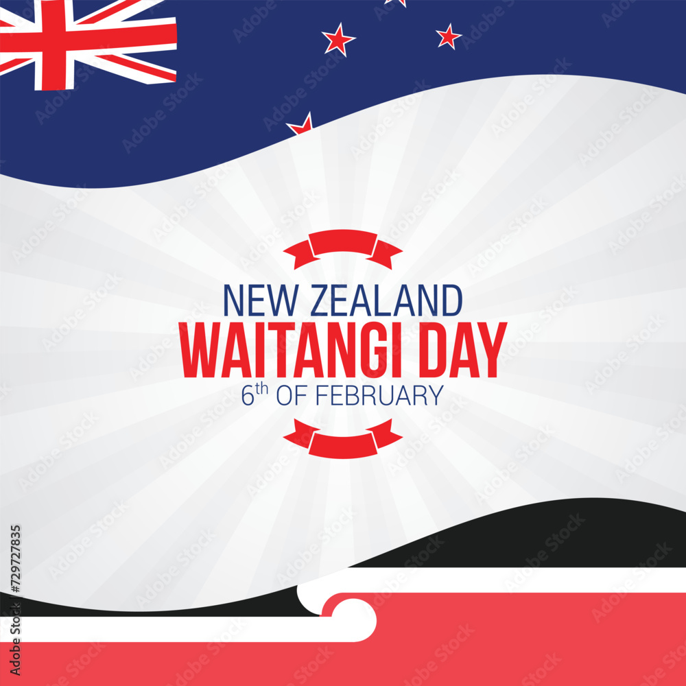 Fototapeta premium New Zealand Waitangi Day Vector Illustration. Waitangi Day serves as a reminder of the complex history and ongoing challenges of building a truly inclusive and equitable society in New Zealand.
