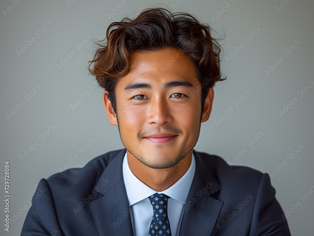 Close up portrait of a happy young businessman smiling at the camera on grey background Close up portrait of a happy young businessman smiling at the camera on grey background