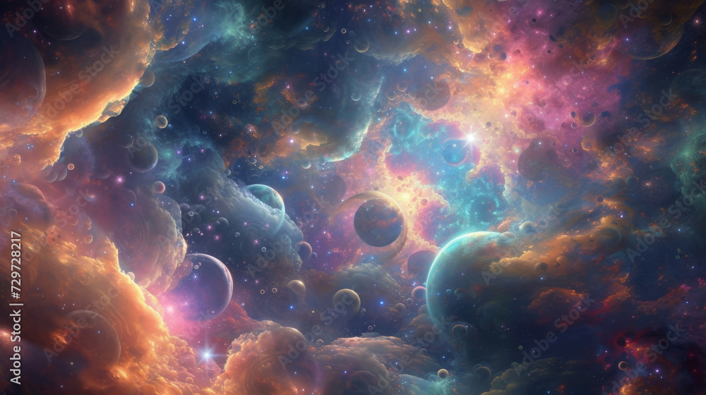 It feels as though youre floating through time and space surrounded by a galaxy of abstract shapes and colors each one representing a different dream or thought. It feels as though youre floating through time and space surrounded by a galaxy of abstract shapes and colors each one representing a different dream or thought.
