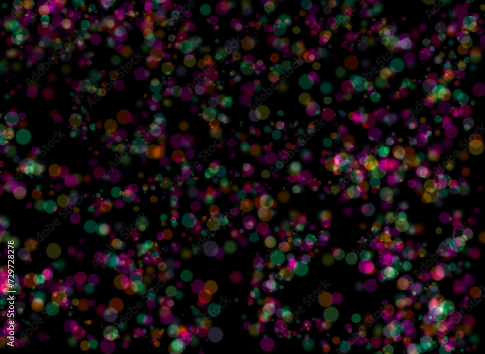 The image shows a group of colorful balls floating slightly out of focus on a black background. Abstract for composition. The image shows a group of colorful balls floating slightly out of focus on a black background. Abstract for composition.