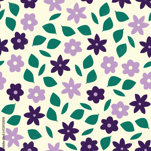 Seamless pattern floral background texture cute pretty simple illustration japanese style modern