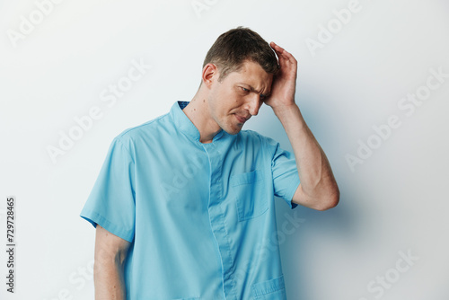 Man headache upset unhappy frustration worry ache depressed stress stressed trouble ill © SHOTPRIME STUDIO