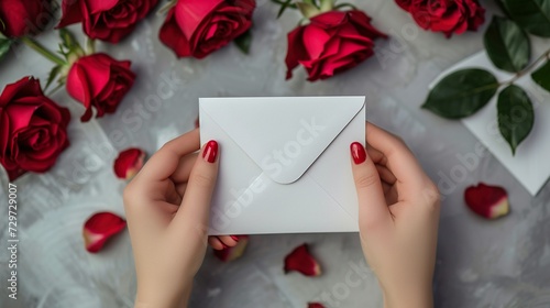 薔薇の花と手紙を渡す女性03