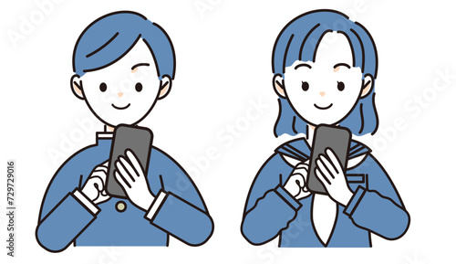 スマホで会話をする学生