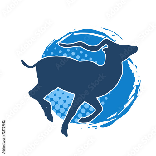 Silhouette of an wild antelope animal running.