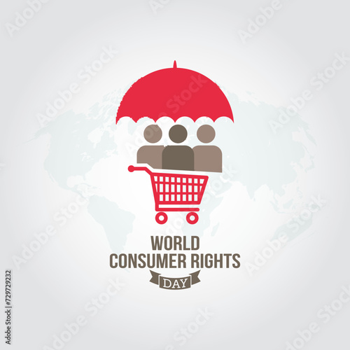 World Consumer Rights Day Vector Illustration. Suitable for Greeting Card, Poster and Banner. To raise awareness about consumer rights and protection worldwide, highlighting the importance of consumer