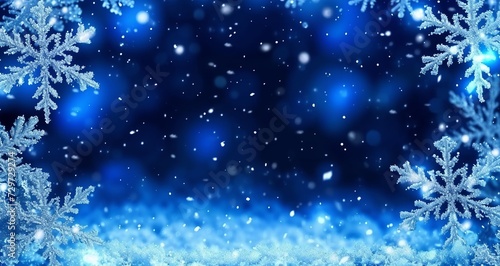 An Illustration of Snowflake Adorning a Blue Background, Creating a Breathtaking Winter Wonderland for the Christmas Season. Made with Generative AI Technology © mafizul_islam