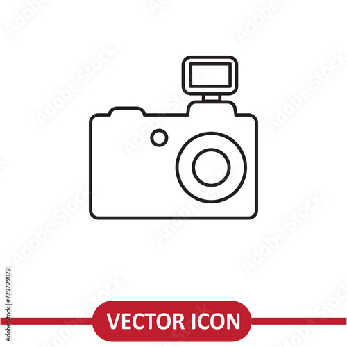 Photo camera icon flat simple liner illustration on white background..eps