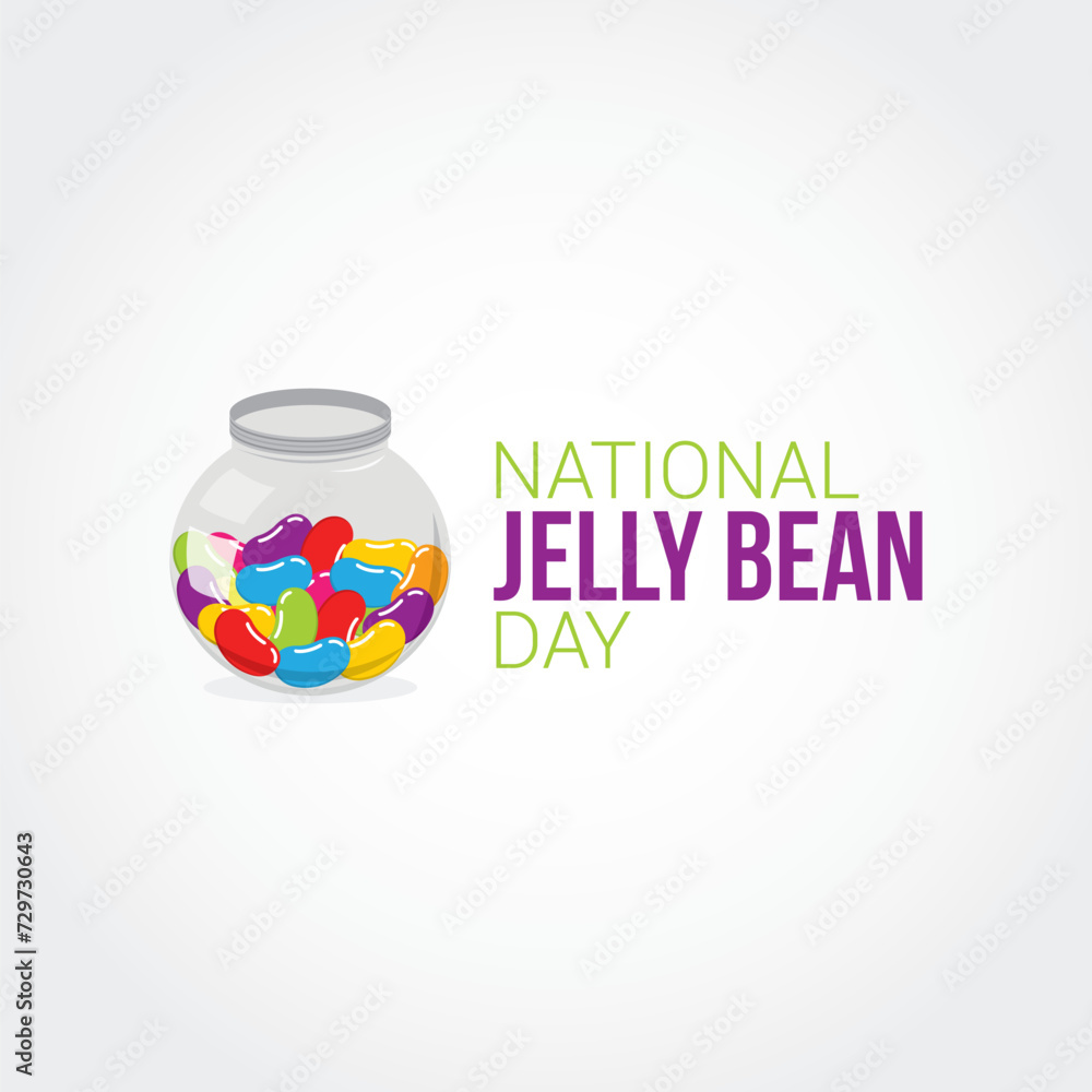 Obraz premium National Jelly Bean Day. Vector Illustration. The classic flavors were cherry, apple, lemon, and blueberry, with countless innovative flavors added overtime. flat style design.