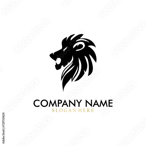 Lion symbol. Elegant black Leo animal logo. Premium luxury brand identity icon. Vector illustration.