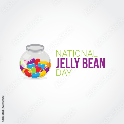 National Jelly Bean Day. Vector Illustration. The classic flavors were cherry, apple, lemon, and blueberry, with countless innovative flavors added overtime. flat style design.