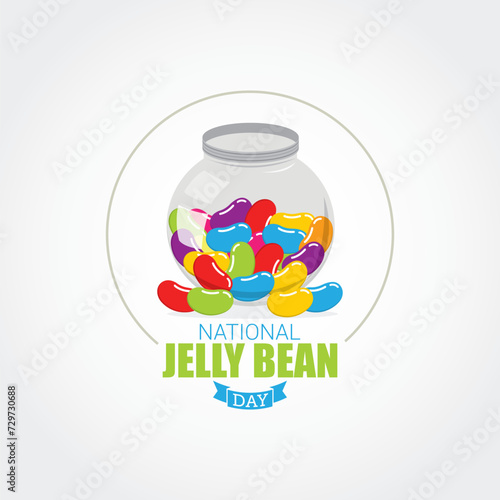 National Jelly Bean Day. Vector Illustration. The classic flavors were cherry, apple, lemon, and blueberry, with countless innovative flavors added overtime. flat style design.