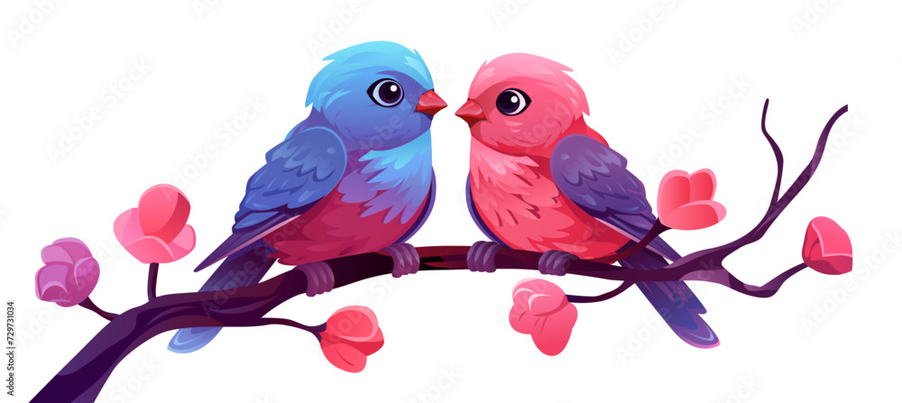two birds sitting on branch happy valentines day celebration greeting card horizontal two birds sitting on branch happy valentines day celebration greeting card horizontal
