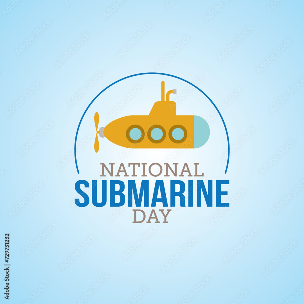 National Submarine Day Vector Illustration. Suitable for greeting card, poster and banner. commemorates the purchase of the USS Holland, the first modern commissioned submarine by the U.S. Navy, on National Submarine Day Vector Illustration. Suitable for greeting card, poster and banner. commemorates the purchase of the USS Holland, the first modern commissioned submarine by the U.S. Navy, on