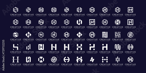 Set of abstract initial letter H logo template