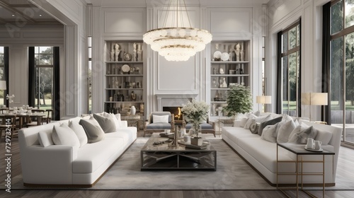 living room in newly constructed luxury home