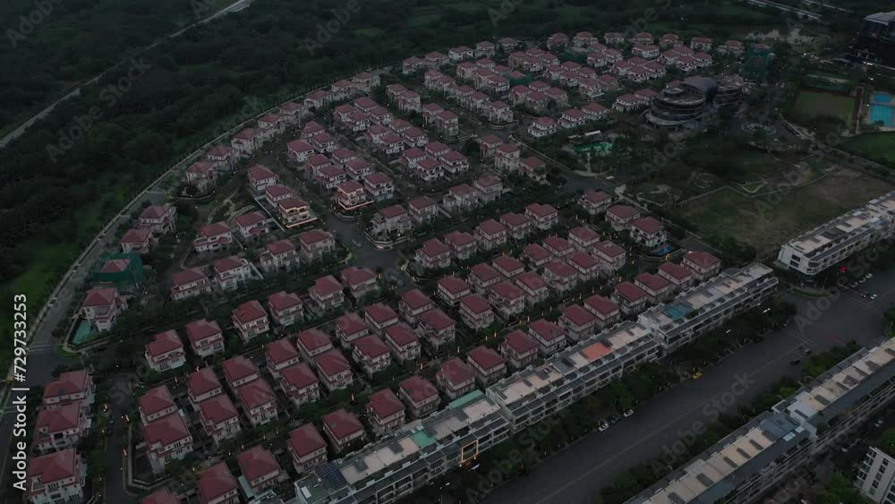 Modern luxury villa development aerial view in Ho Chi Minh City, Vietnam. Area is on Saigon River and wetlands in district two. Modern luxury villa development aerial view in Ho Chi Minh City, Vietnam. Area is on Saigon River and wetlands in district two.