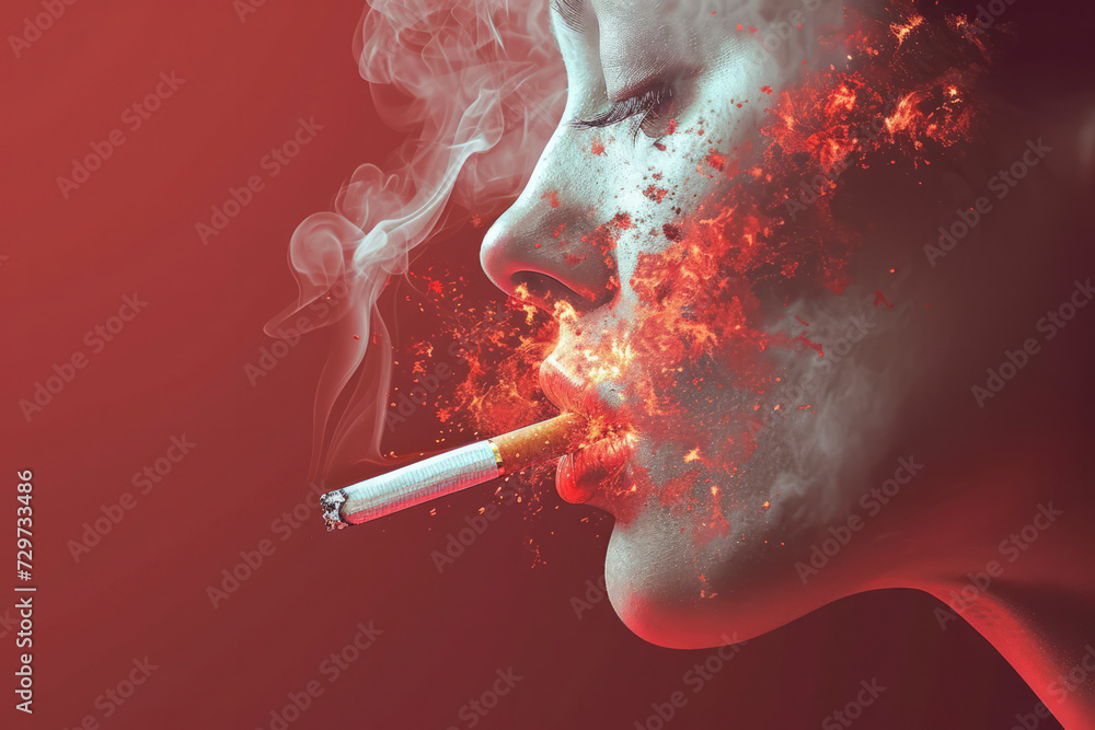 Smoking Tobacco smoke contains chemicals that can damage blood vessels and heart tissue Stock