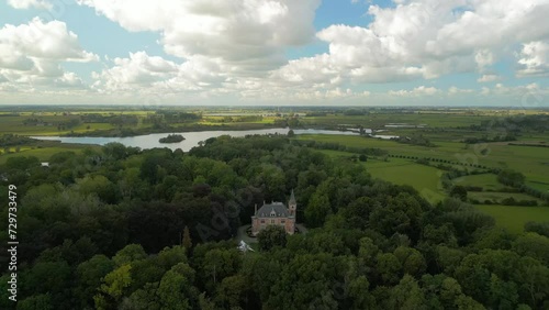 DIKSMUIDE WOUMEN DE BLANKAART NATURE AREA CASTLE PARK AIREAL DRONE SHOT photo