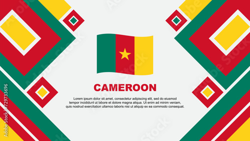Cameroon Flag Abstract Background Design Template. Cameroon Independence Day Banner Wallpaper Vector Illustration. Cameroon Cartoon photo