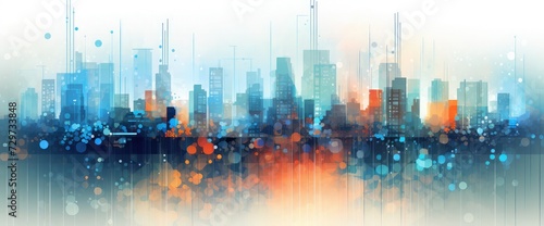 abstract background. Digital city concept. Abstract complex structure of city. vector illustration