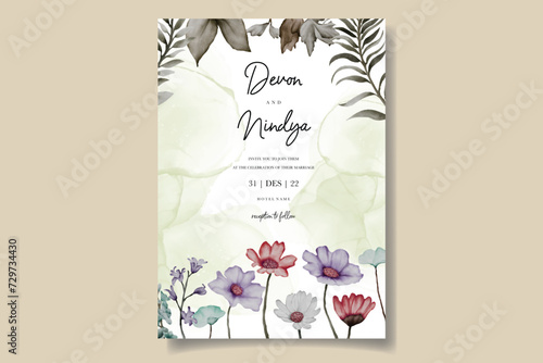 invitation card with beautiful grass ornaments