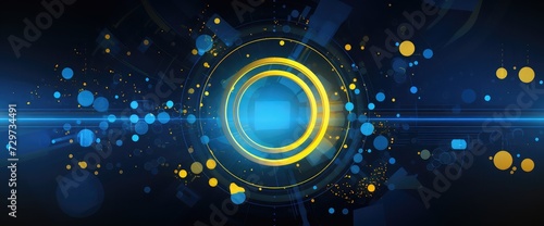 Abstract futuristic blue and yellow circle interface background in vector