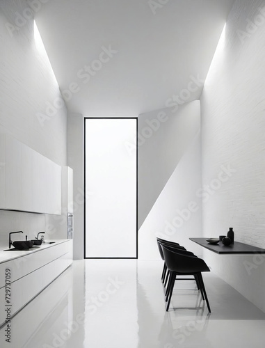 Minimalistic Loft Interior with Textured Surfaces and Subtle Lighting Gen AI photo