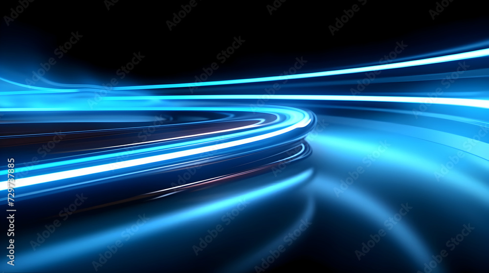 Abstract blue high-speed light tail lines, floating aqua blue neon laser light lines, modern background Abstract blue high-speed light tail lines, floating aqua blue neon laser light lines, modern background