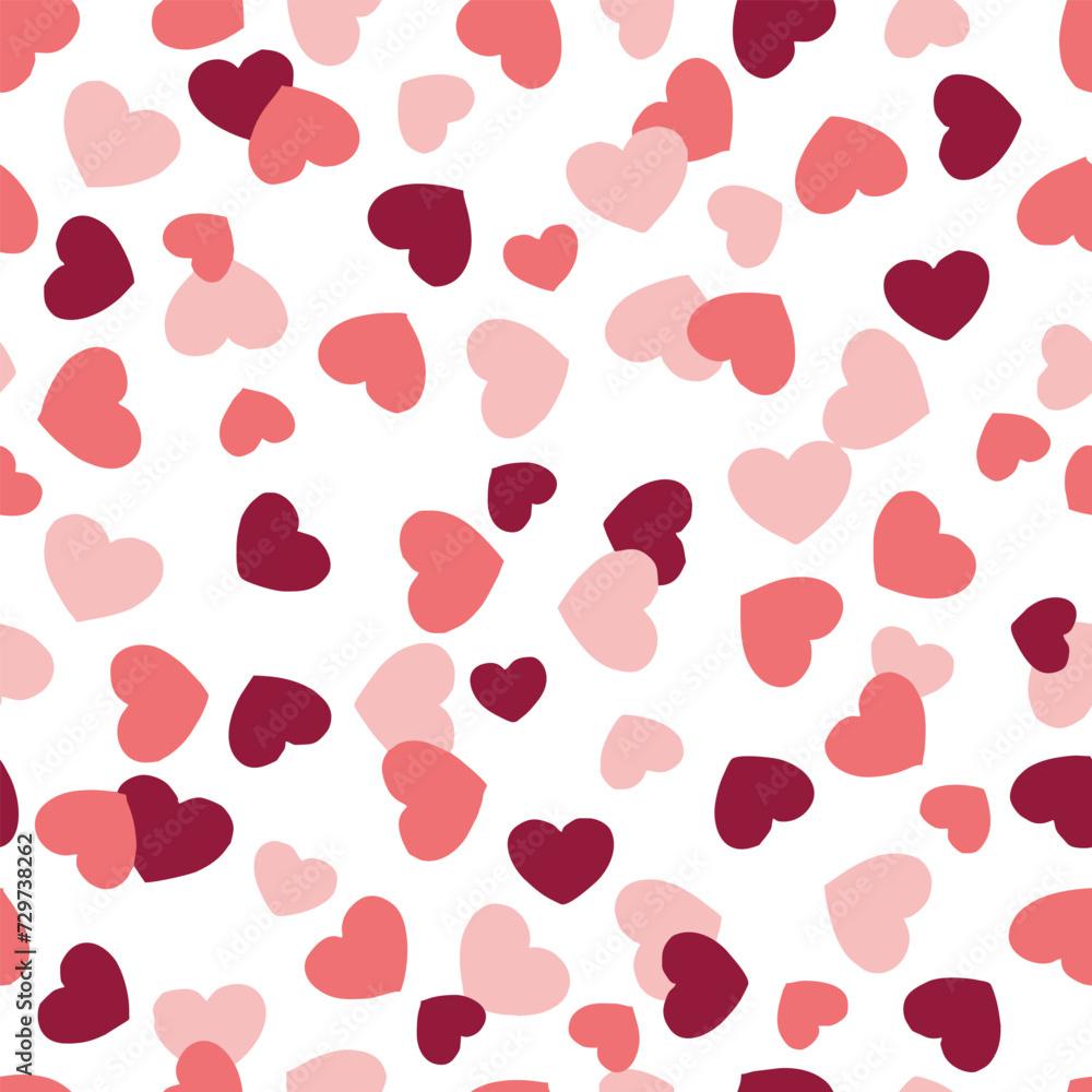 Seamless Repeat Pattern of Hearts in 3 Colors