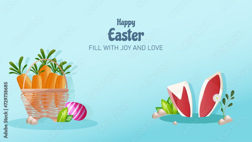 Fototapeta premium Fill with joy and love easter day background template with copyspace area