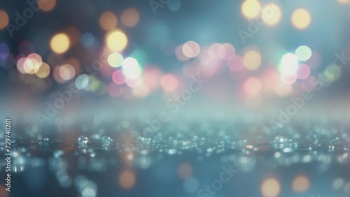 wet road with bokeh light background photo