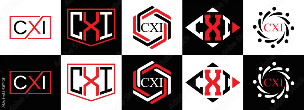 CXI logo. CXI set , C X I design. White CXI letter. CXI, C X I letter logo design. Initial letter CXI letter logo set, linked circle uppercase monogram logo. C X I letter logo vector design.	
